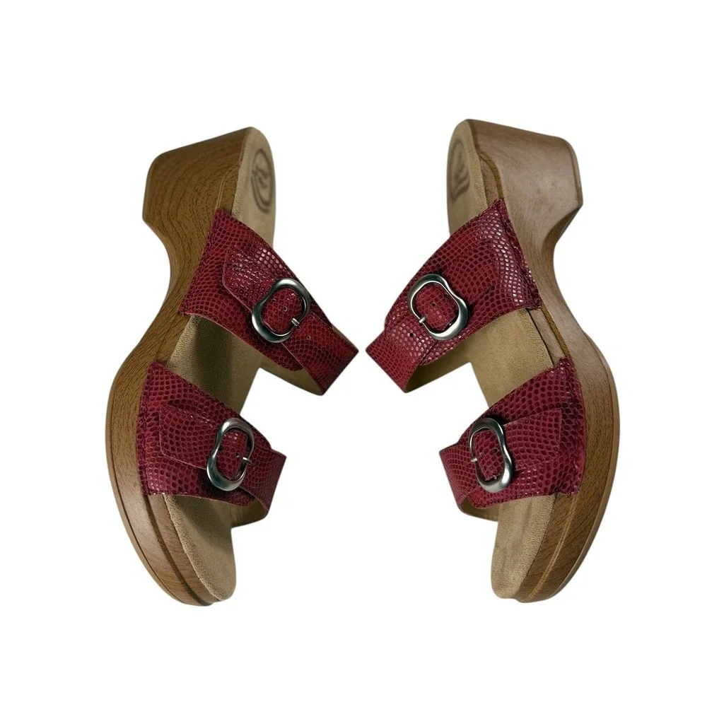 Dansko Sophie Moray Red Leather Slide Sandals Women's EU 42 US 11.5 NEW